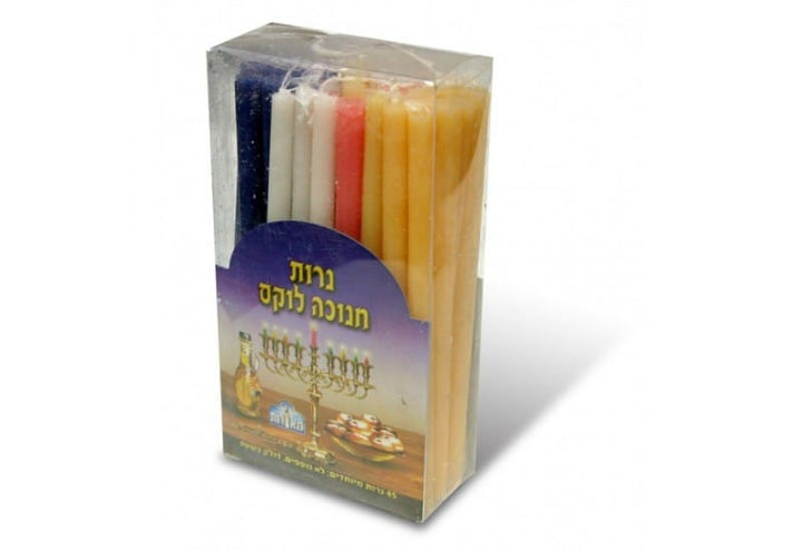 Chanukah Candles Long Dripless Colorful 45 per box 24pp-0