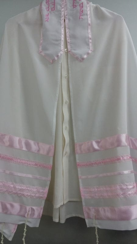 Pink Stripes Silk Tallit for girl, Bat Mitzvah Tallit, Feminine Tallit, Women's Tallit Prayer Shawl