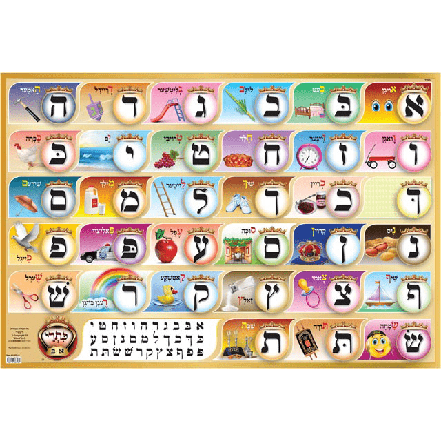 Small Poster - Black - Yiddish W/ Pictures - 13"× 19"-0