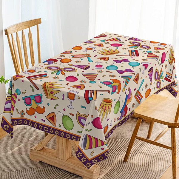 Purim Waterproof Rectangle Tablecloth