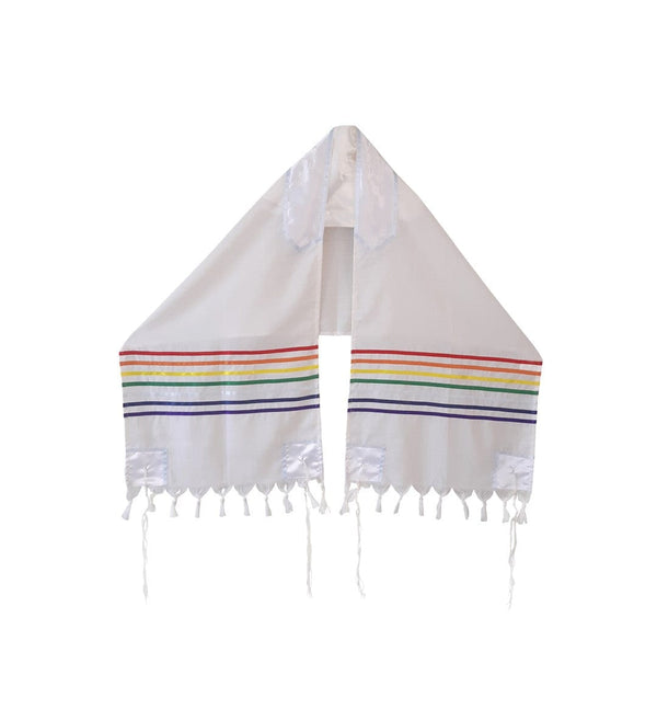 Handmade Wool Rainbow Tallit, Joseph's Coat of Many Colors Tallis, Bar Mitzvah Tallit Set, Talit for Man, Tzitzit