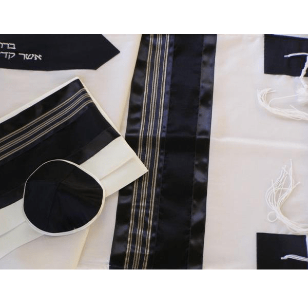 The Blue Stripes Bar Mitzvah Tallit, Wool Tallit, Hebrew Prayer Shawl, Tzitzit Custom Tallit from Israel