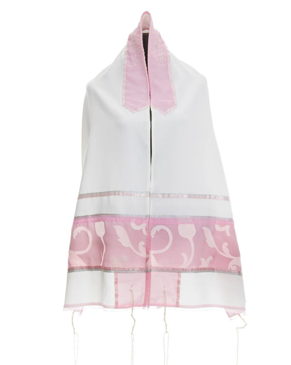 Tallit Paper Cut Pink - Girls Tallit, Bat Mitzvah Tallit, Tallit for Women, Silk Tallit, Women's Tallit Prayer Shawl
