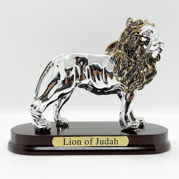 Lion of Judah Silver Plated With Wood Base