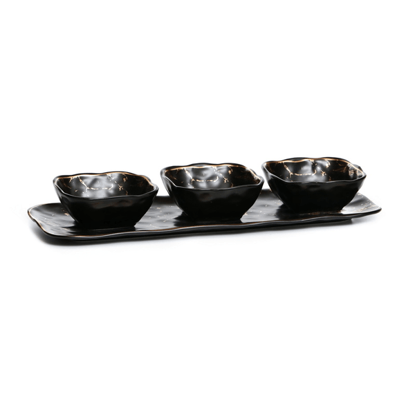 set3 Porcelain bowl W/tray 14.5x5.5x2.5"
