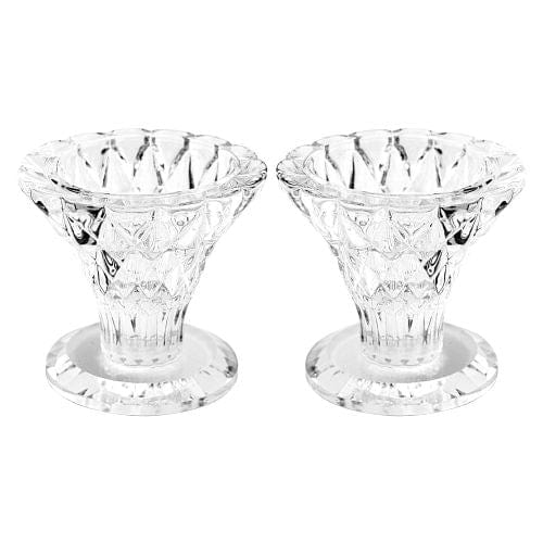A Pair Of An Elegant Crystal Candlesticks 5.5 Cm Candle Holders 