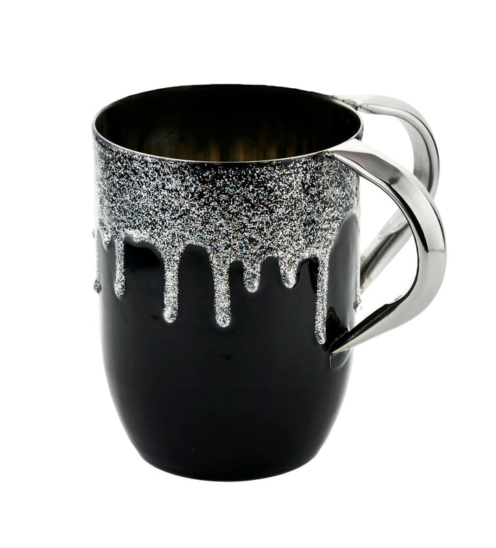 Washcup Blk Enamel Sil Glitter-0