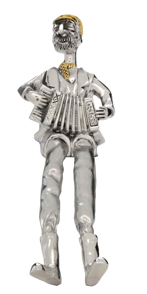 Accordion Player Seated Silver 925 Elecroforming Figurines 