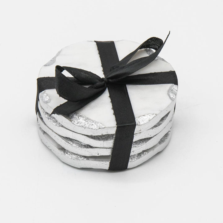 S/4 Rd Coasters W/ Silver Edge-0