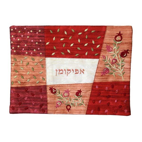 Afikoman Cover - Appliqued + Embroidery - Red 