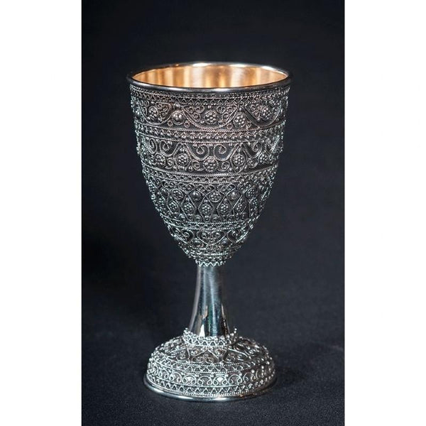 All Silver Filigree Kiddush Wine Cup 