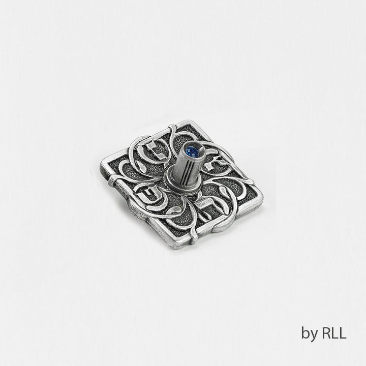 Alloyed Metal Dreidel With Blue Stones, Square, 1.5" Chanuka 
