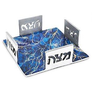 Aluminum Matzah Open Box with Marble Decal 