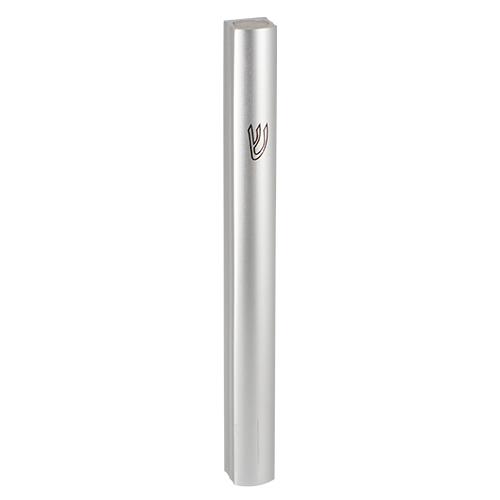 Aluminum Semi- Round Mezuzah 10 Cm - Special Profile, Shiny Silver 7089 