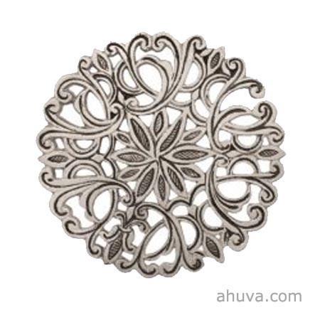 Aluminum Trivet - Round Oriental Flower - Silver 