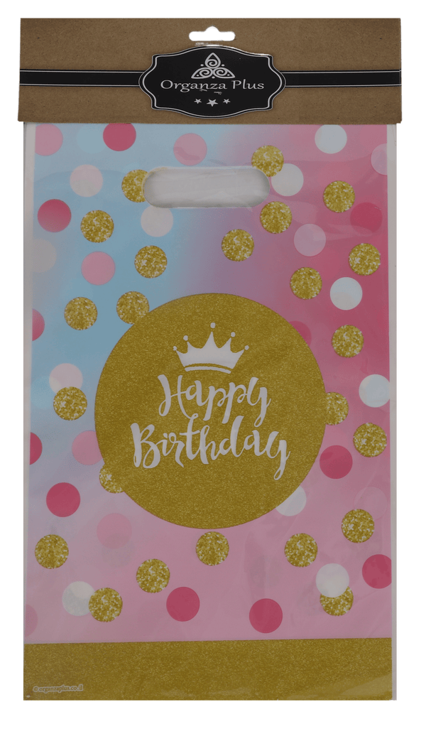 20 Pink & Gold Birthday Bags  -  8x12"-0