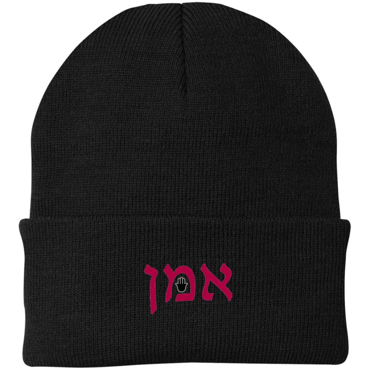 Amen Hebrew Knit Lucky Fashion Hat Hats Black One Size 