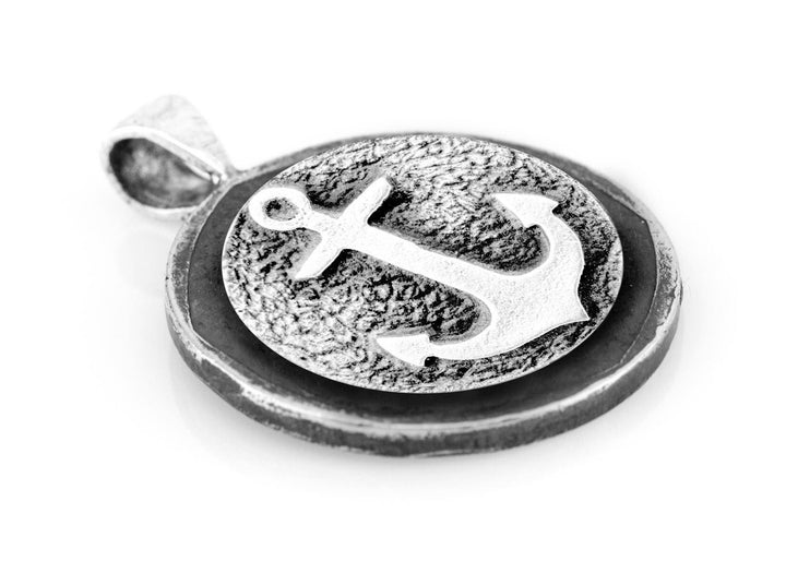 Anchor Medallion Pendant on Buffalo Nickel coin of USA Necklace - Sea Jewelry Necklace 