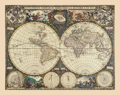 Ancient Biblical Maps Display Wall Hangings 1660 Globes 