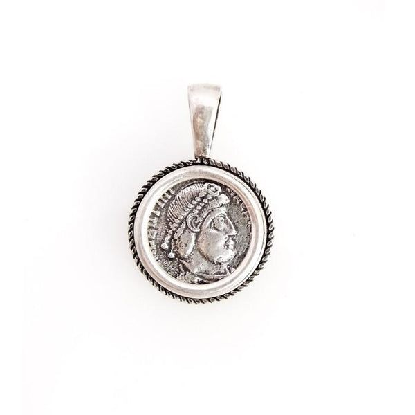Antique Roman Coin Necklace Pendant Silver Coin 