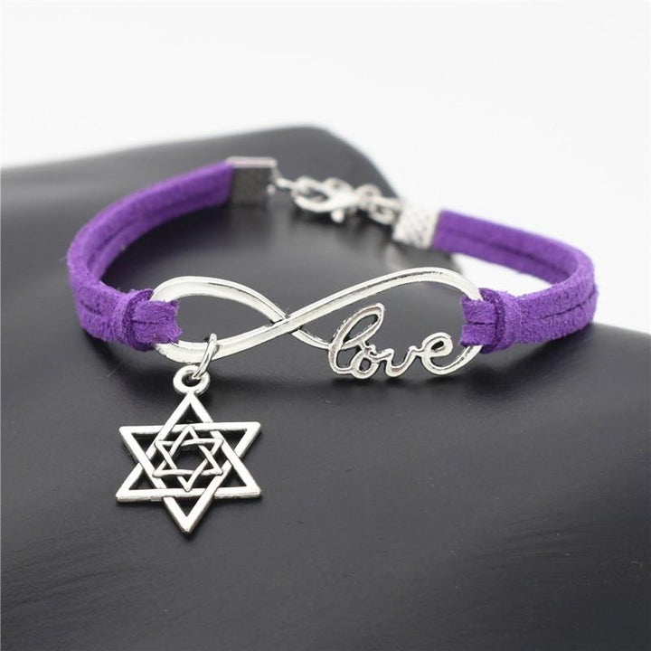 Antique Silver Star of David Charms Leather Bracelets Infinity Love Jewish Jewelry jewelry 