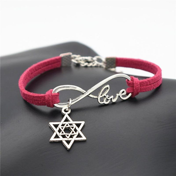 Antique Silver Star of David Charms Leather Bracelets Infinity Love Jewish Jewelry jewelry 