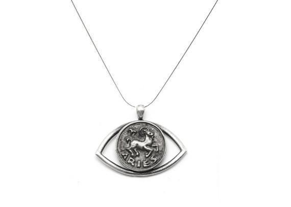 Aries Sign Astrology Zodiac Pendant Eye Charm Necklace Necklace 