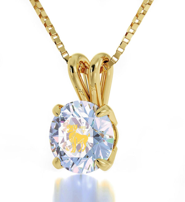 Aries Sign, Sterling Silver Gold Plated (Vermeil) Necklace, Swarovski Necklace Opalite 