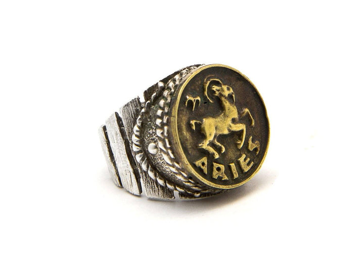 Aries Zodiac Astrology Brass Pendant Ring RINGS 