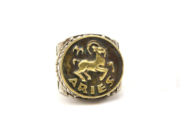 Aries Zodiac Astrology Brass Pendant Ring RINGS 