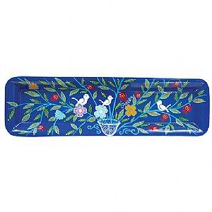 Artistic Painted Metal Long Tray by Glushka - Pomegranates with Birds 