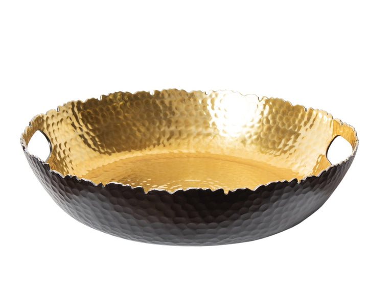 Bk & Gold Hammered Tray-0