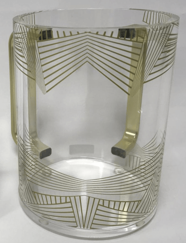 Acrylic Clear Washing Cup - Gold Handle - Gold Leaf Design-0