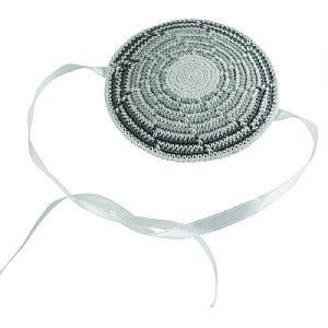 Baby Bris Hand Crochet Kippah - Grey Swirl 