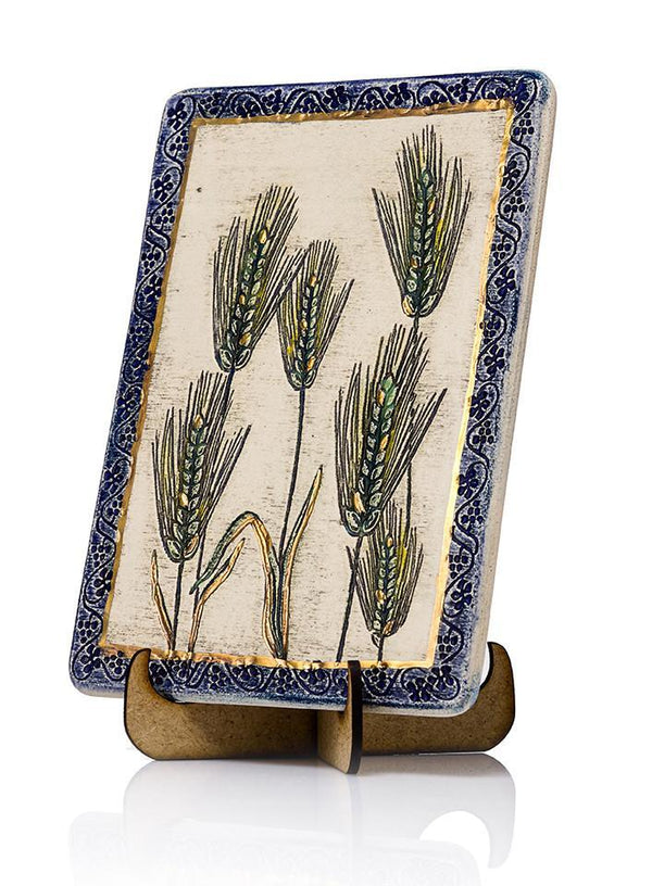 Barley One of The Seven Species HandMade Ceramic Plaque Plaque 12*17cm 24k Gold Ornaments 