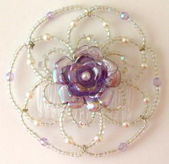 Beaded Kippah For Women In 50 Color Designs ! Lavender Flower in the Snow 