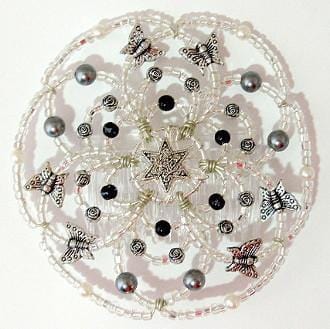 Beaded Kippah For Women In 50 Color Designs ! Onyx and Silver 