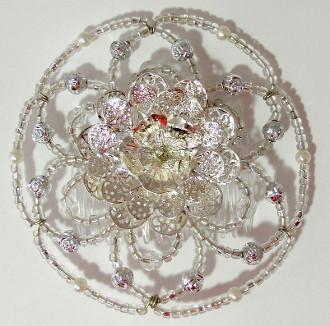 Beaded Kippah For Women In 50 Color Designs ! Silver Rose 