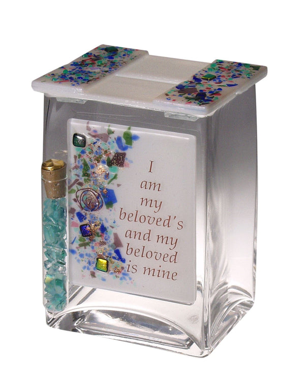 Beloved Tzedakah Box with Shards Tube for Wedding Break Glass Tzedakah with tube 