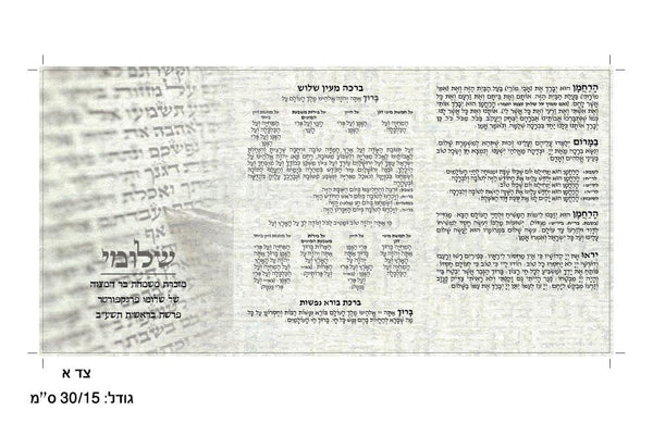 Benchers - Torah Scroll 3 Fold Laminated All Nuschaot 