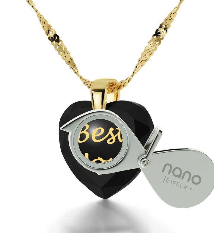 "Best Mom", 14k Gold Necklace, Zirconia Necklace 