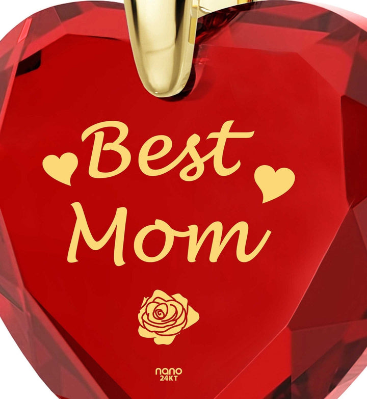 "Best Mom", 14k Gold Necklace, Zirconia Necklace 