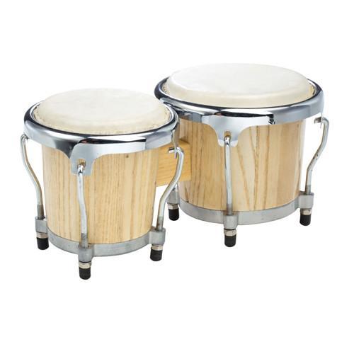 Biblical Bongo Drums Natural / White/Silver 