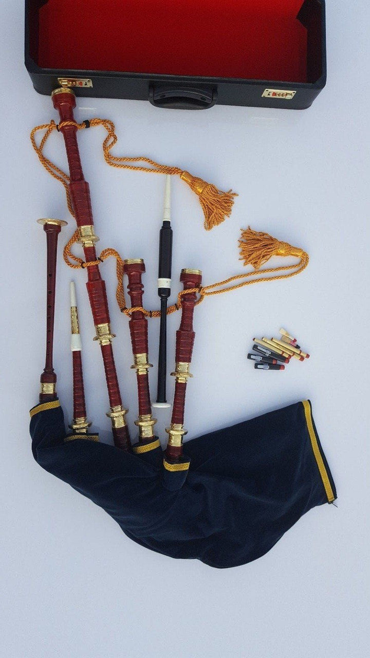 Black & Rosewood Irish Bagpipes With Full Metal Fittings In All Finishes 