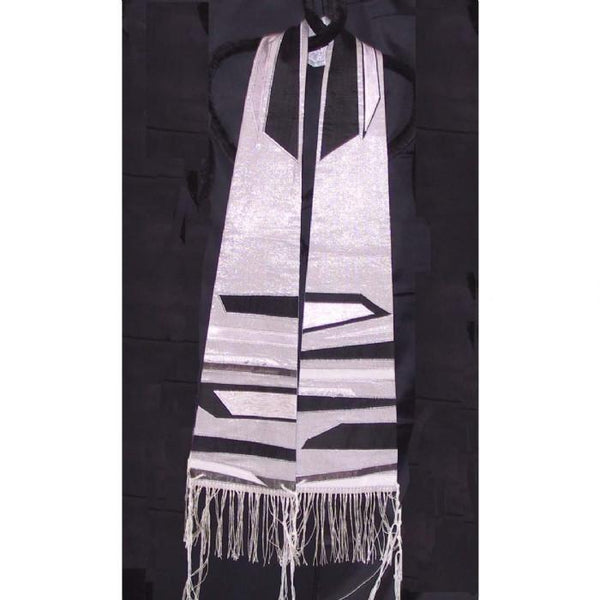 Blacks Silver Form Fitted Silk Clergy Tallit 