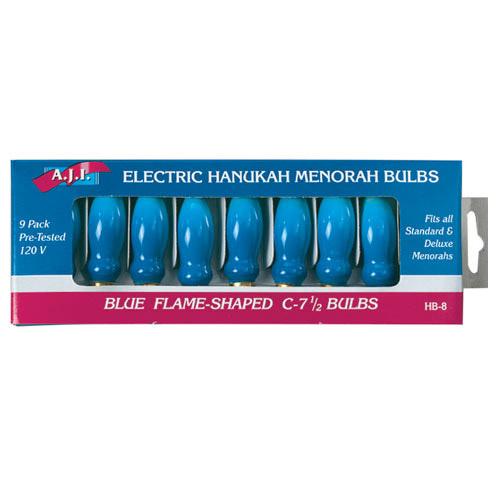 Blue Flame Menorah Bulbs - 9 Bulbs Per Sleeve Electric, Menorah 