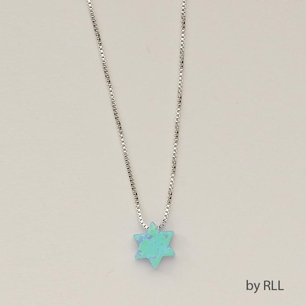 Blue Opal "star Of David" Pendant, On 16" Sterling Chain EVERYDAY 