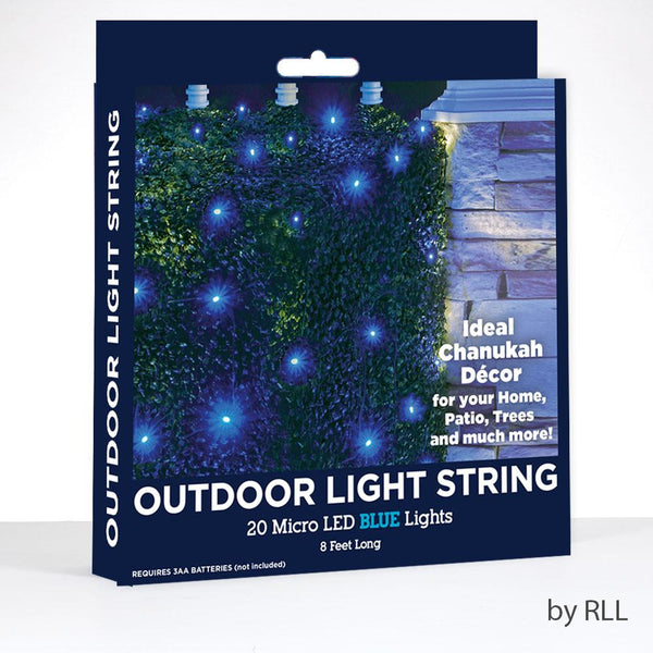 Blue Outdoor Light String, 20 Blue Micro Led, 8 Ft, Color Box Chanukah 