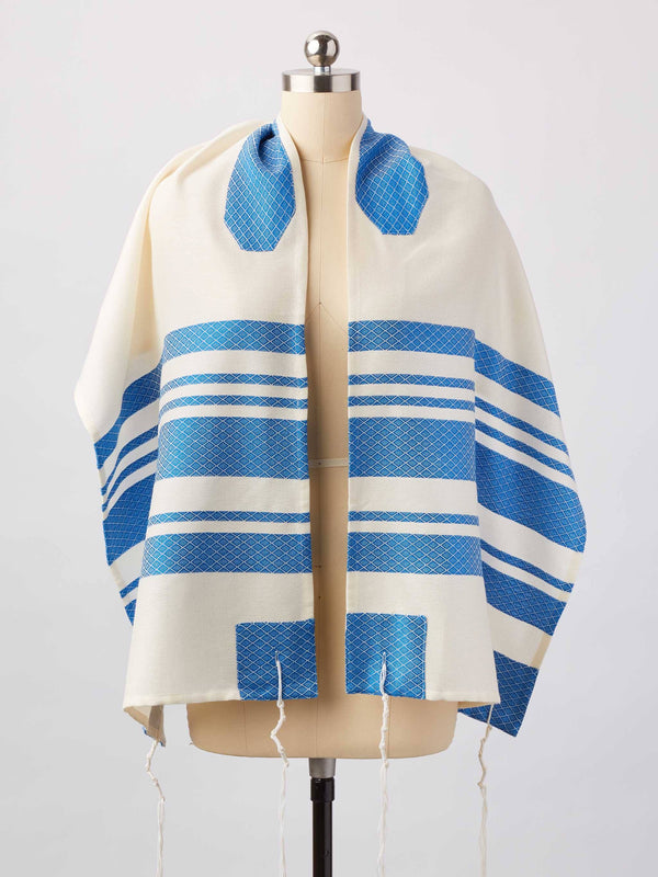 Blue Stripes Traditional Woven Tallit by Sara Resnik Tallit 