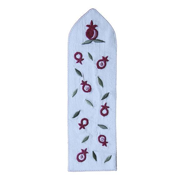 Bookmark - Embroidered - Pomegranates White 